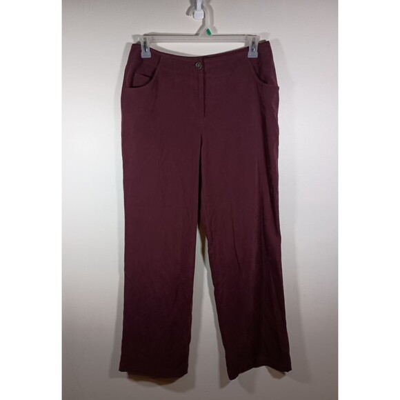 J. Jill Womens Stretch Burgundy Trouser Pants Career Casual Pockets Size 12 - Picture 1 of 9
